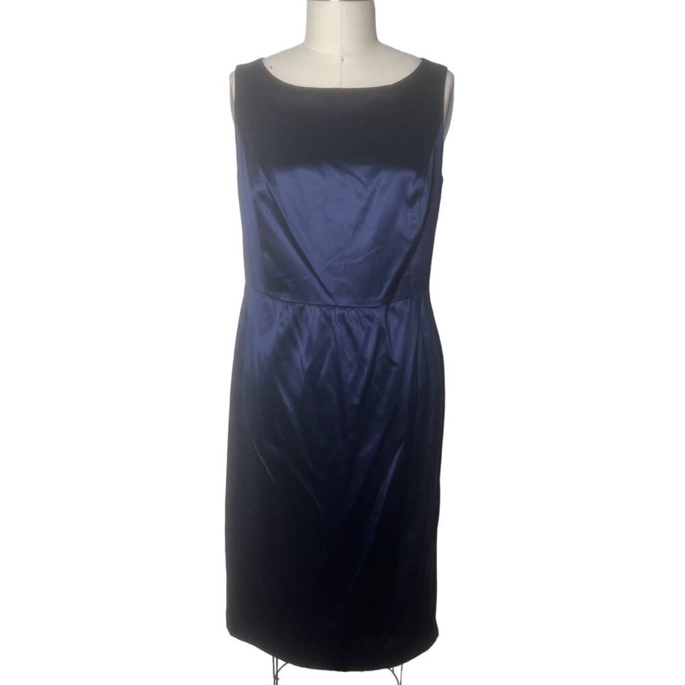 Brooks Brothers Navy Silk Blend Satin Sheath Dress 6 Professional Workwear